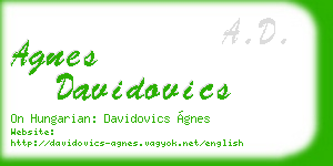 agnes davidovics business card
